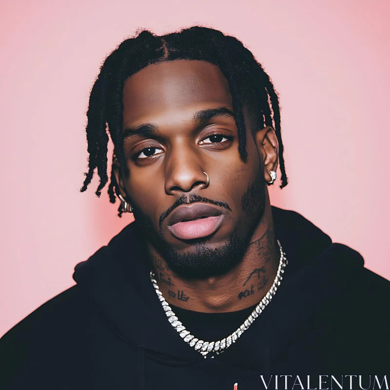 Man with Dreadlocks, Tattoos, and Silver Chain