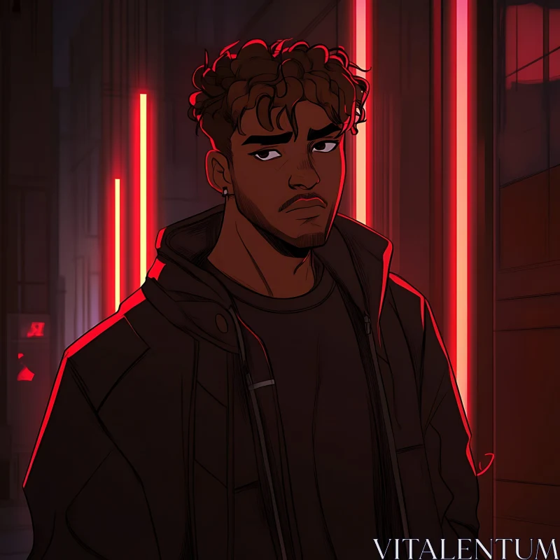 Urban Neon Anime Character AI Image