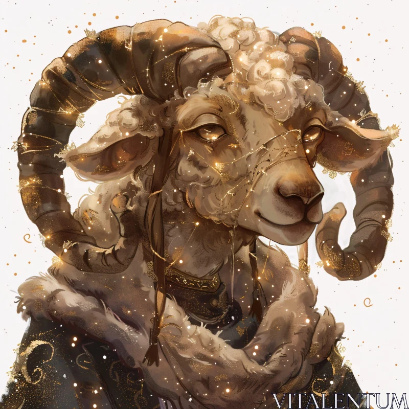 Enchanted Ram in Fantasy Art AI Image