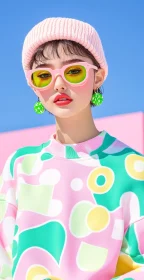 Vibrant Fashion Portrait with Neon Sunglasses