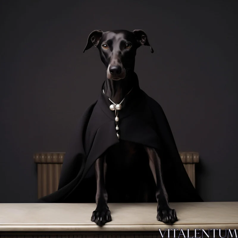 AI ART Stylish Canine in Black Cape