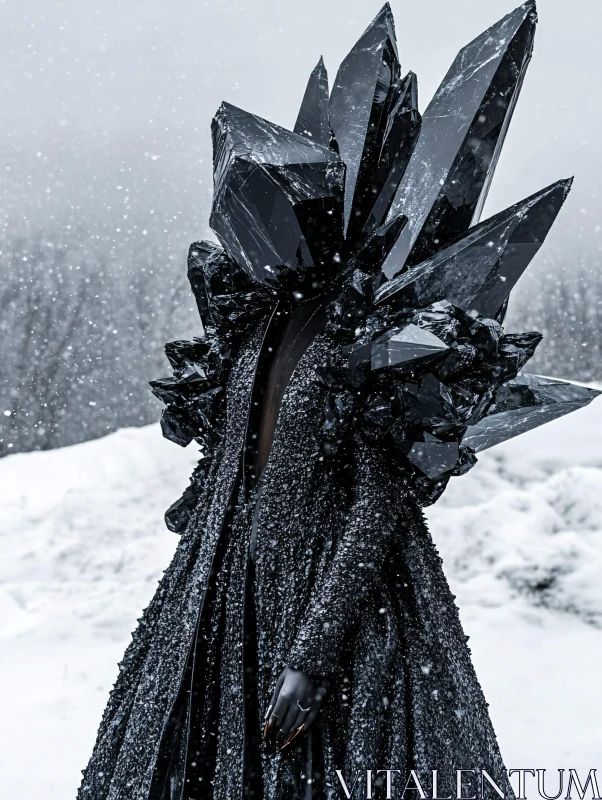 Black Crystal Fashion in Winter AI Image