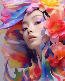 Floral Fusion Art Portrait