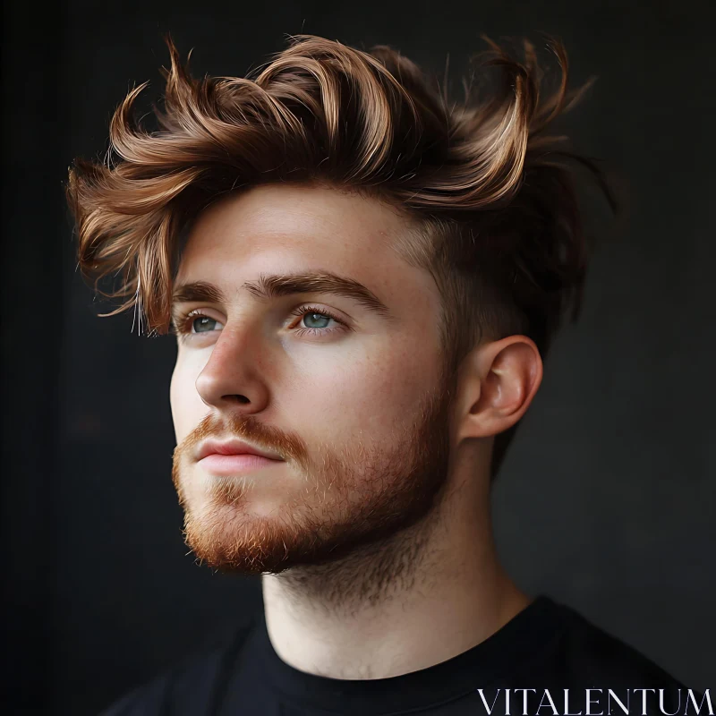 Profile Portrait of a Man with Stylish Hair AI Image