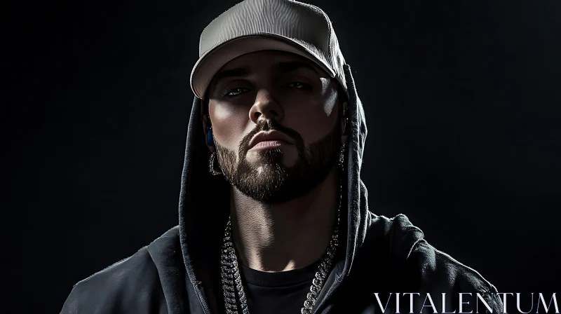 Bearded Man with Chain and Earrings AI Image