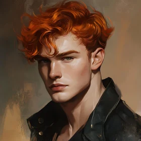 Mysterious Redhead Man in Leather Jacket