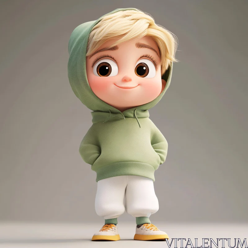 AI ART Cute Cartoon Boy in Hoodie