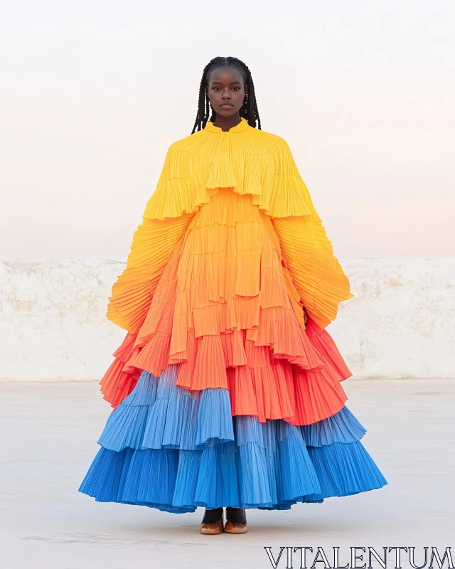 AI ART Colorful Pleated Dress Elegance