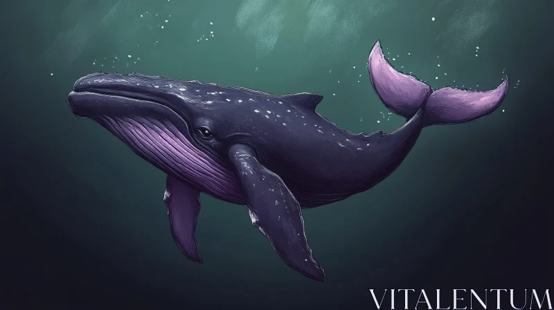 Graceful Whale in Deep Blue Sea AI Image