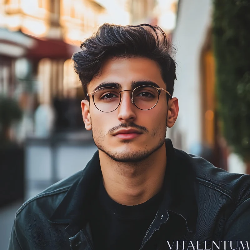 Fashionable Young Man with Glasses AI Image