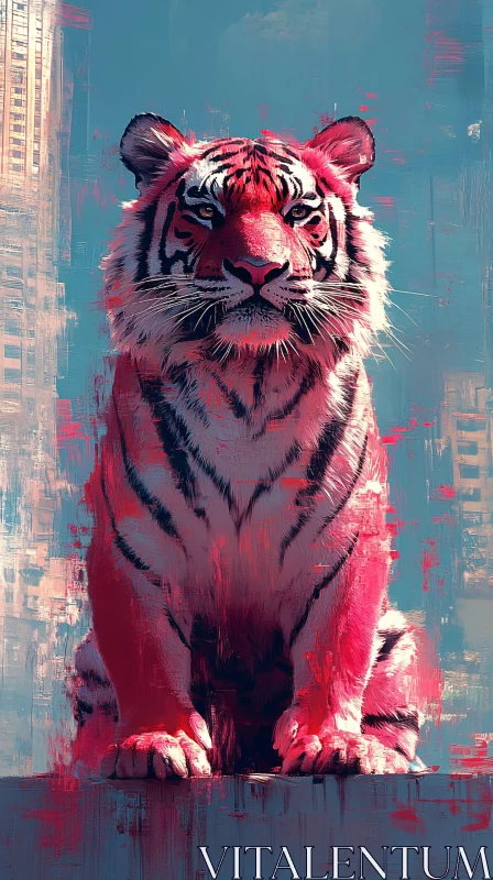 AI ART Vivid Tiger in Urban Setting Painting