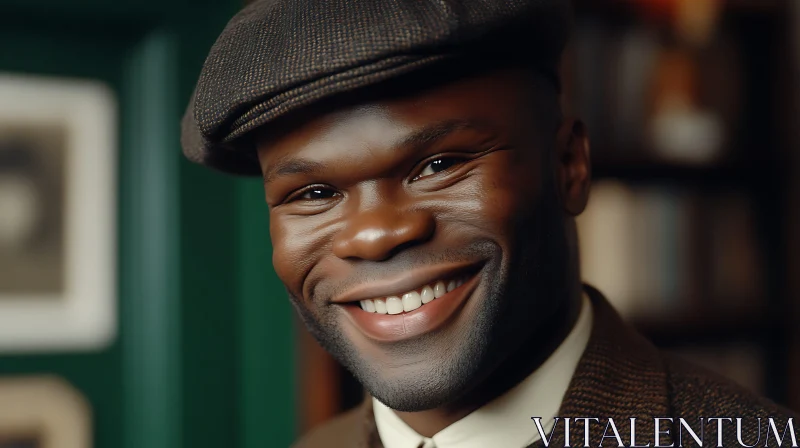 Man Wearing Brown Hat Smiling AI Image