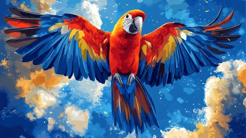 Vivid Parrot Soaring