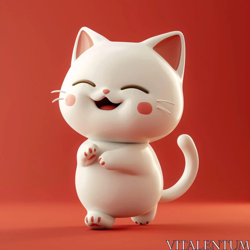 AI ART Cheerful Cartoon Kitty Illustration