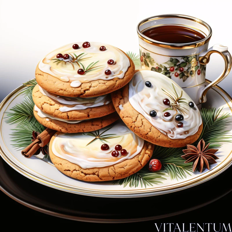 Holiday Cookies and Tea AI Image