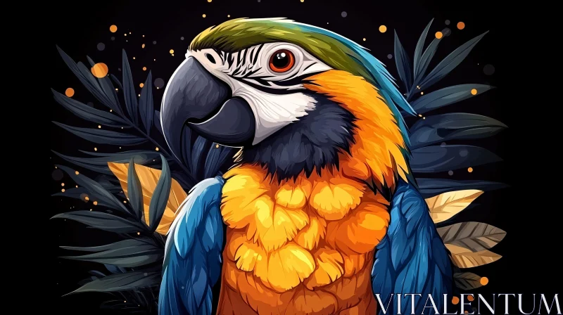 AI ART Colorful Parrot Artwork with Dark Background