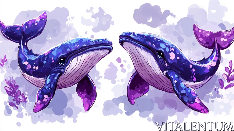 AI ART Whales in Watercolor Art