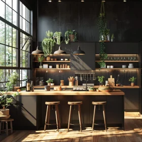 Sleek Kitchen Design with Plants