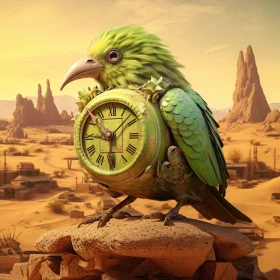 Timekeeper Bird in Desert Landscape