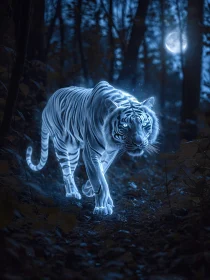 Glowing Tiger Under Moonlight