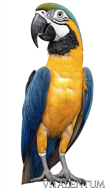 AI ART Tropical Blue and Yellow Parrot