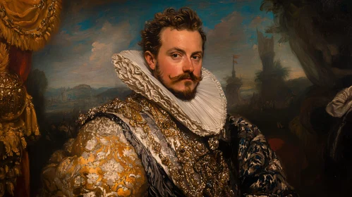 Regal Baroque Era Nobleman in Ornate Attire