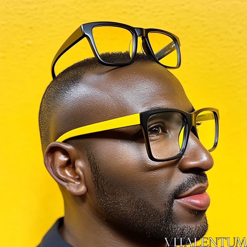 AI ART Man with Dual Glasses Against Yellow Background