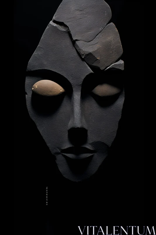 Stone Mask with Geometric Fractures AI Image