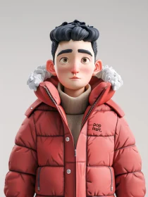 Cartoon Character with Winter Coat