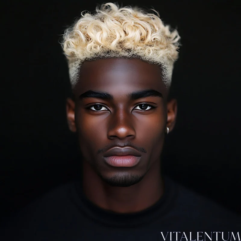 Captivating Dark-Skinned Man With Blonde Curls AI Image