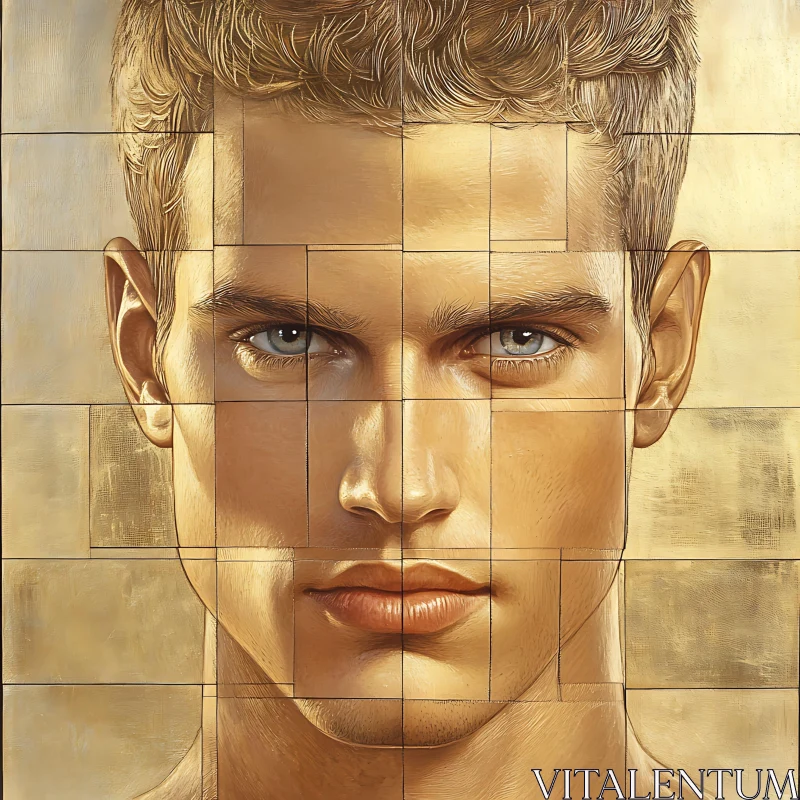 Man in Golden Tiles AI Image