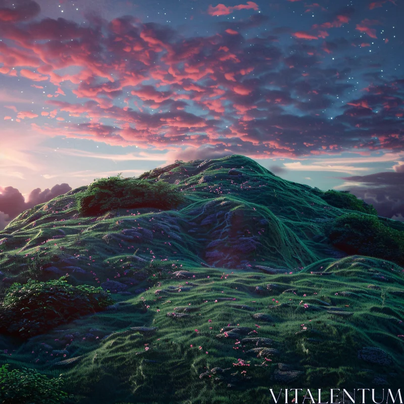 AI ART Lush Hills at Dusk