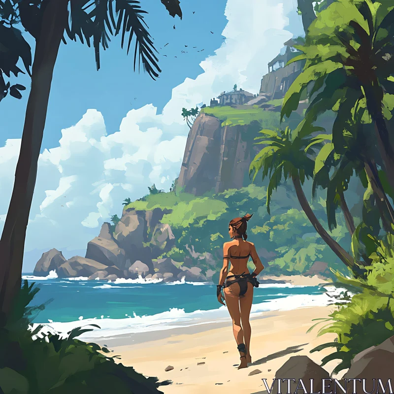 Exploring a Serene Tropical Beach Landscape AI Image