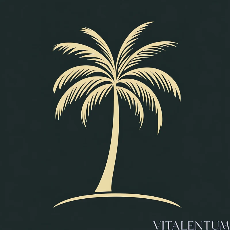 Elegant Palm Tree Silhouette in Minimalist Design AI Image