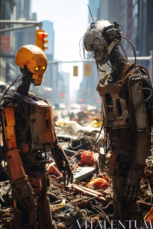 AI ART Urban Robots in a Post-Apocalyptic Scene