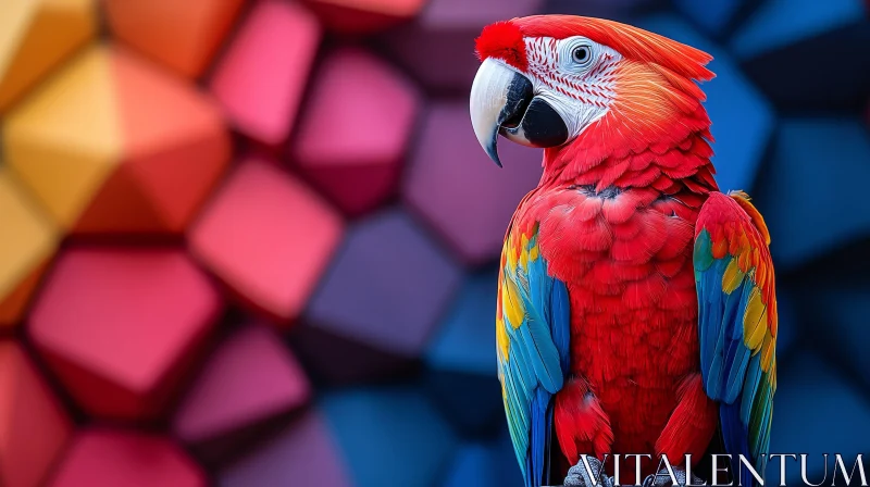 AI ART Exotic Parrot with Abstract Backdrop