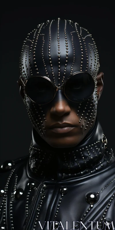 Fashion Fusion in Dark Leather and Metal AI Image