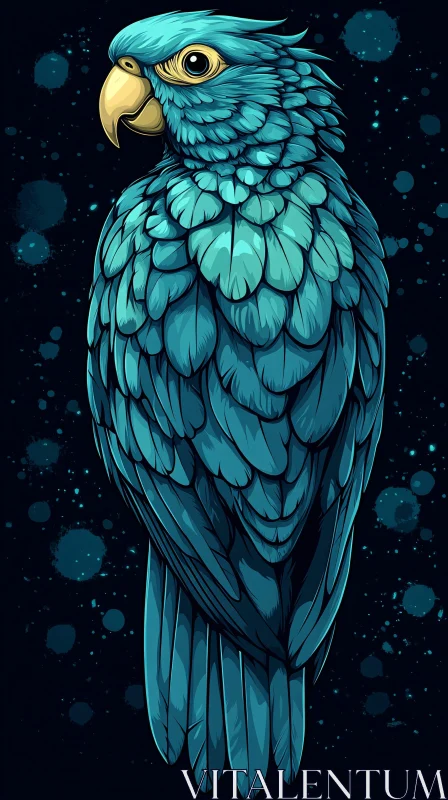 AI ART Intricate Blue-Hued Parrot Artwork