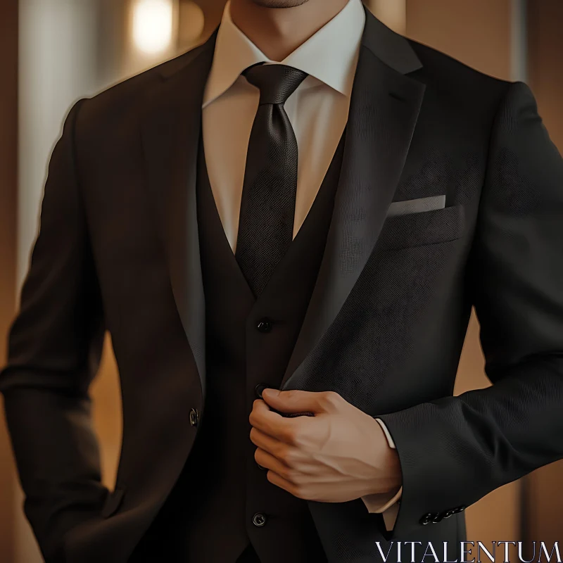 Sophisticated Black Suit Ensemble AI Image