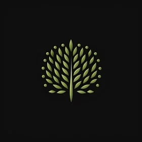 Geometric Green Leaf Symbol on Black