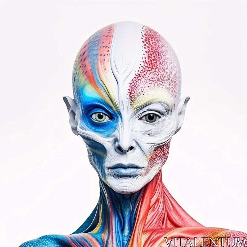 Colorful Alien Art: A Surreal Portrait AI Image