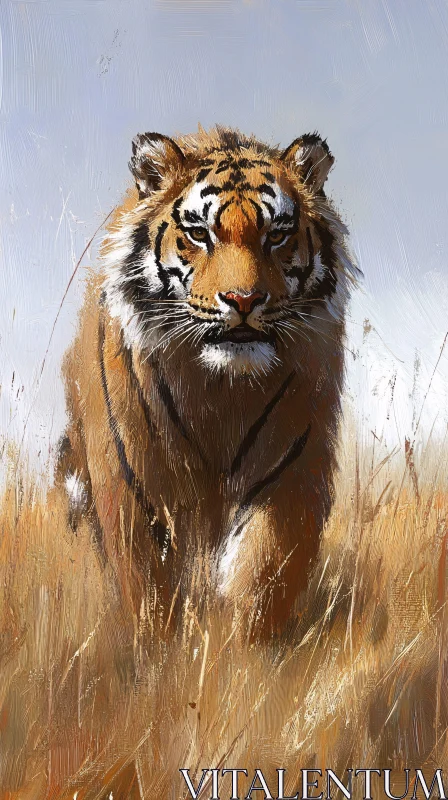 Tiger Illustration in Natural Habitat AI Image