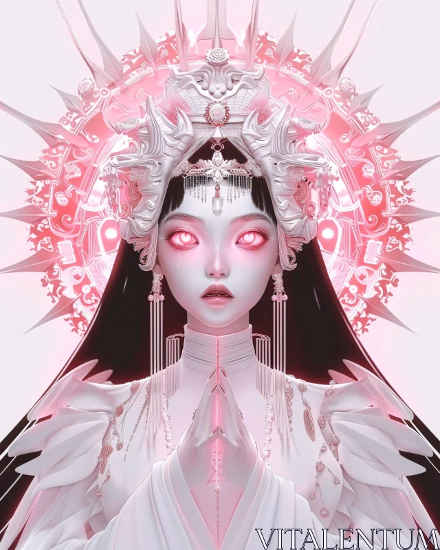 AI ART Mystical Digital Art: Otherworldly Character with Intricate Headgear