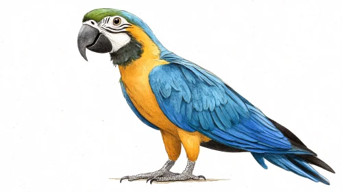 Exotic Blue and Yellow Parrot Artwork