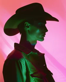 Silhouette in Neon Cowboy Fashion