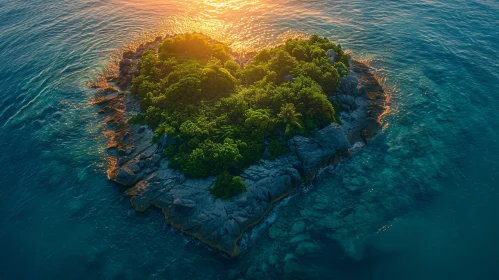 Romantic Island Illuminated by Sunset