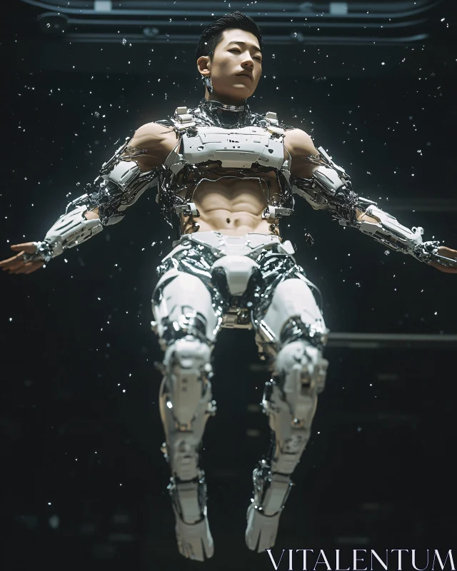 Advanced Cyborg Design with Metallic Features AI Image