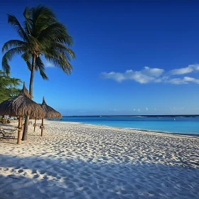 Tranquil Shoreline with Tropical Palm Trees