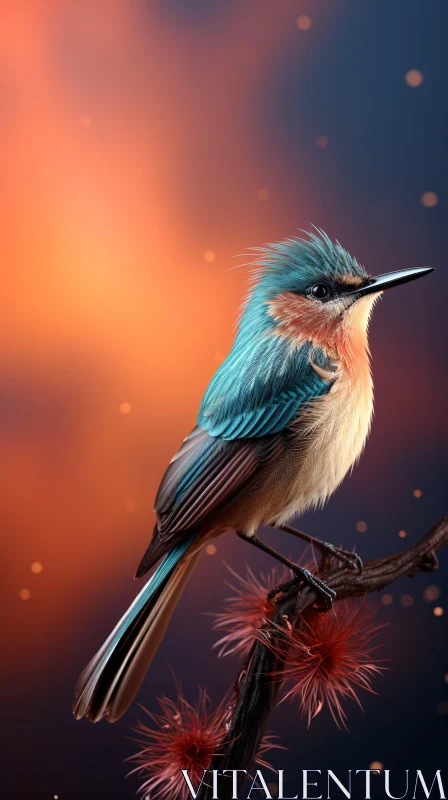 AI ART Colorful Bird and Sunset Symbiosis