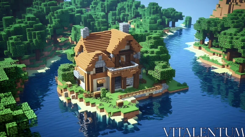 Minecraft Forest Island House AI Image